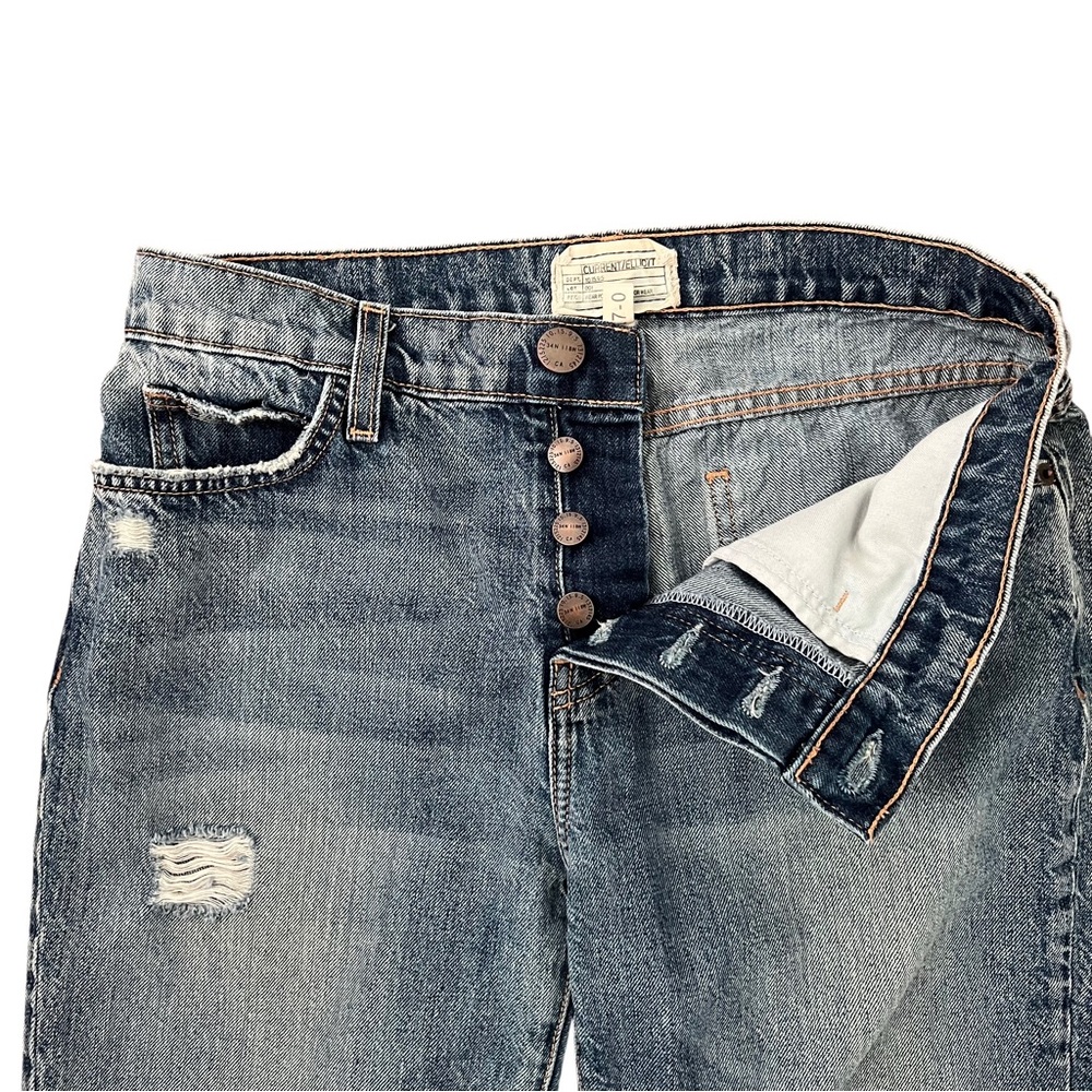 Current/Elliott Distressed Blue Jeans, 27 - Picture 4 of 5